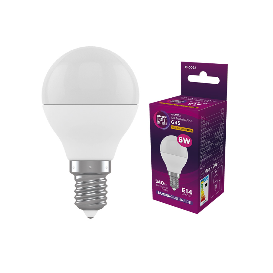 Лампа світлодіодна куля ELM PA10 6W E14 3000K